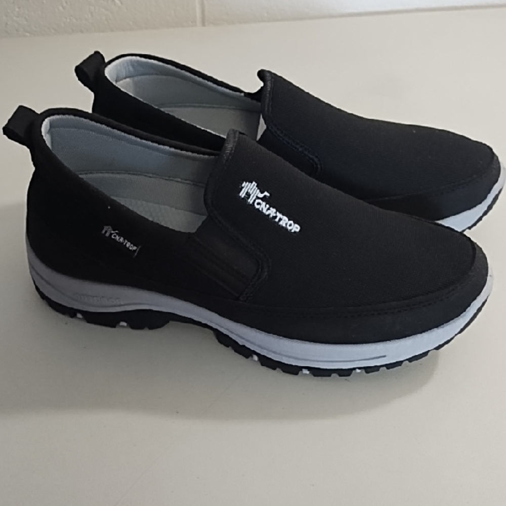 Black and Grey Slip-On Comfort Loafers